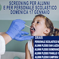 Agerola, 17 gennaio screening per alunni e personale scolastico 