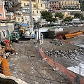 Lavori ripristino banchina Positano, iniziato l'intervento più consistente con piloni di 80 cm a sostegno del nucleo