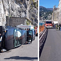 Spavento a Maiori: perde il controllo dell'auto e si ribalta /FOTO