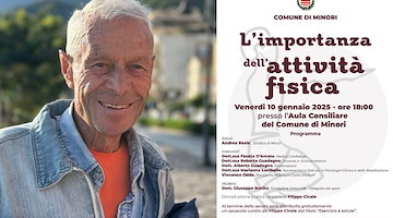 “L’importanza dell’attività fisica”: 10 gennaio a Minori l’incontro con gli esperti e con Filippo Civale