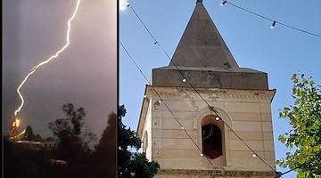 Positano, fulmine colpisce il campanile della Chiesa di Santa Maria delle Grazie a Montepertuso