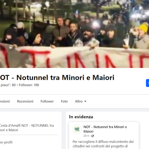 Galleria Minori-Maiori, Comitato No Tunnel apre pagina Facebook su cui comunicare le iniziative di dissenso
