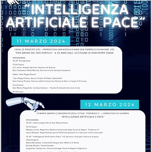 “Intelligenza artificiale e pace”, 12 marzo a Scampia il XVIII incontro nazionale dei Giovani in Servizio Civile