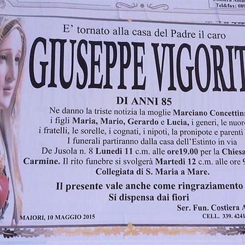 Manifesto funebre di Giuseppe Vigorito