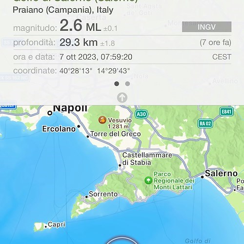 Terremoto a Praiano<br />&copy; INGV