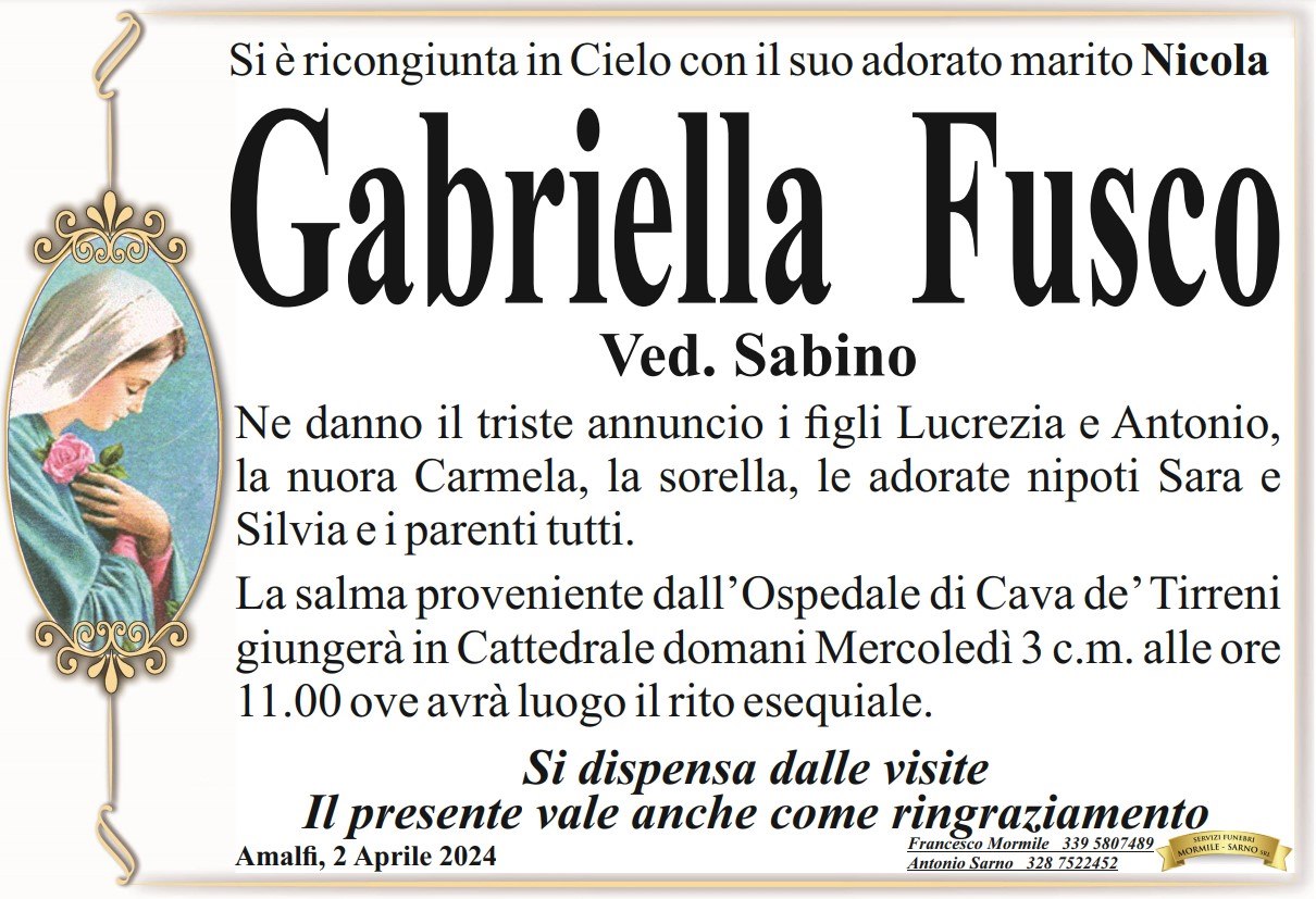 Il Vescovado Amalfi Piange La Scomparsa Della Signora Gabriella Fusco