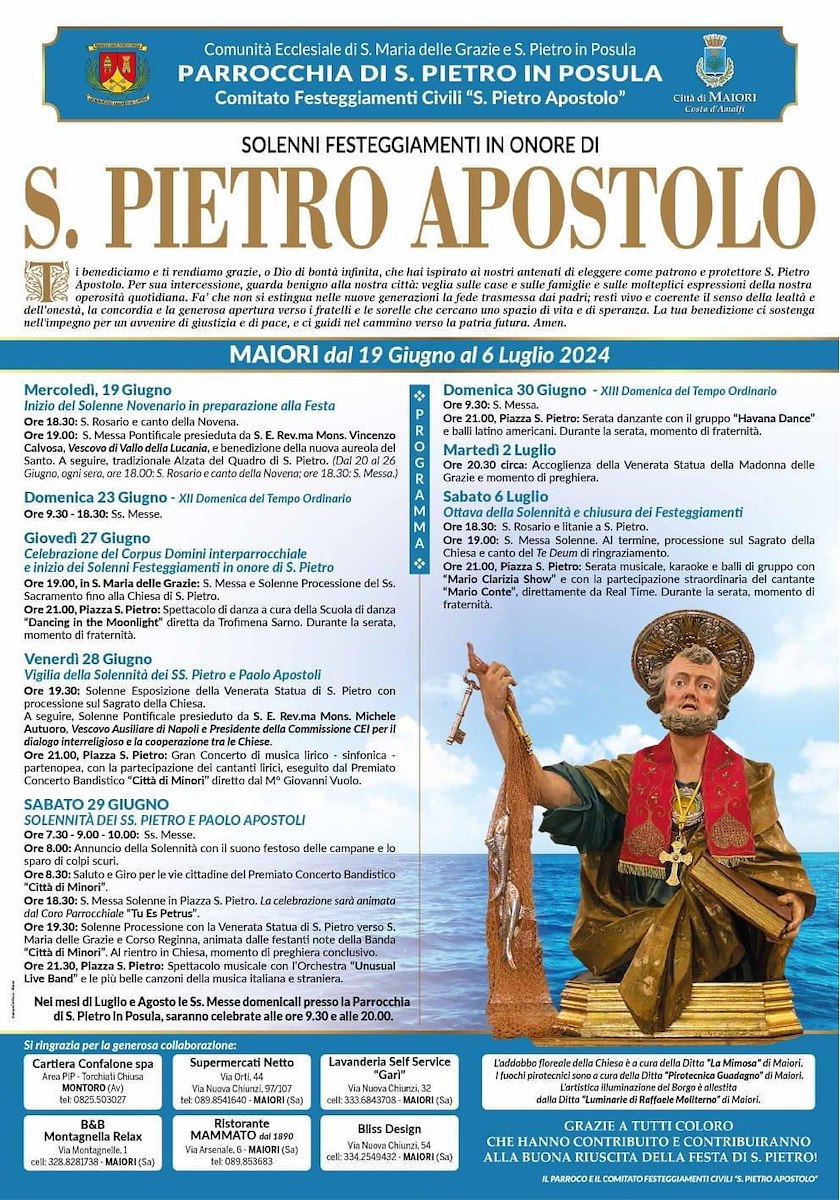 Il Vescovado - Maiori in festa per San Pietro Apostolo / PROGRAMMA